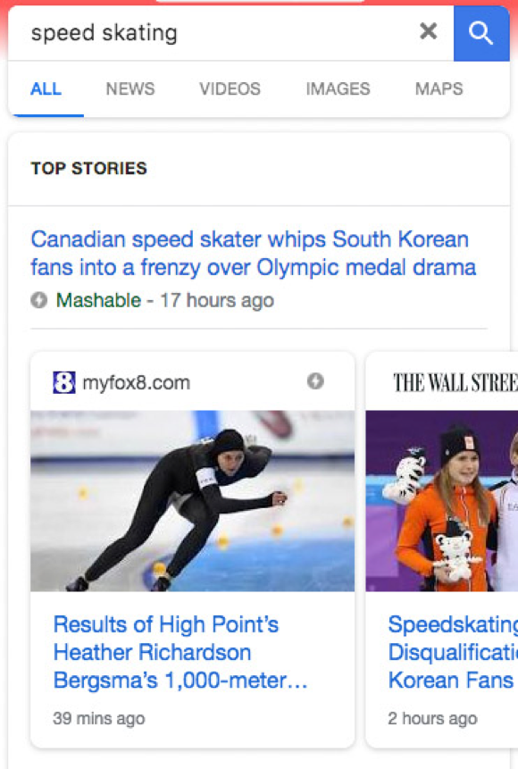 Google AMP Speed Skating Example 
