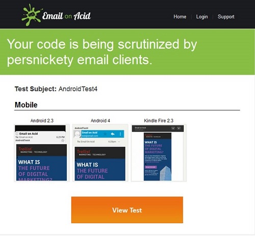 Below is an example of test results