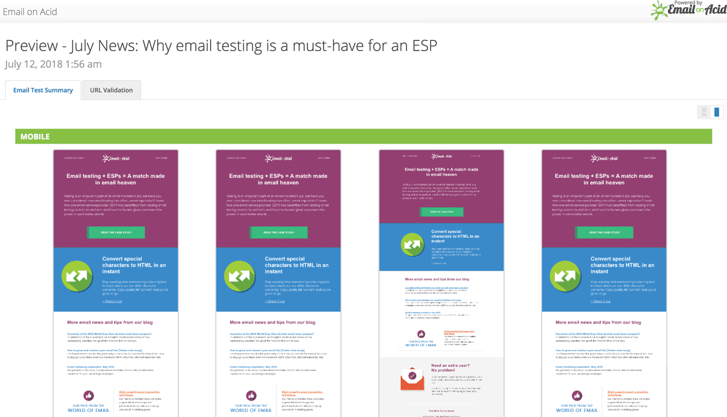 Email on Acid email previews
