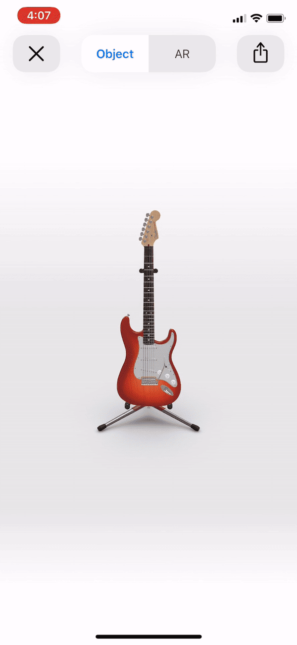 ARKit 2.0 guitar object view