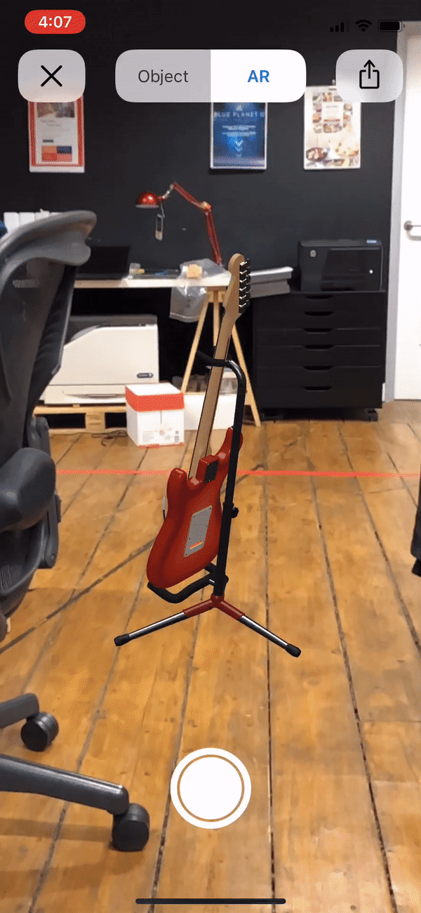ARKit 2.0 guitar in office