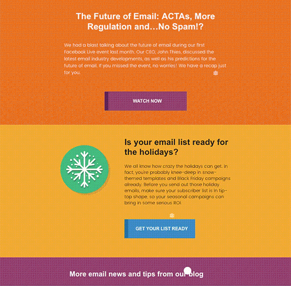 Email on Acid newsletter with snow effect