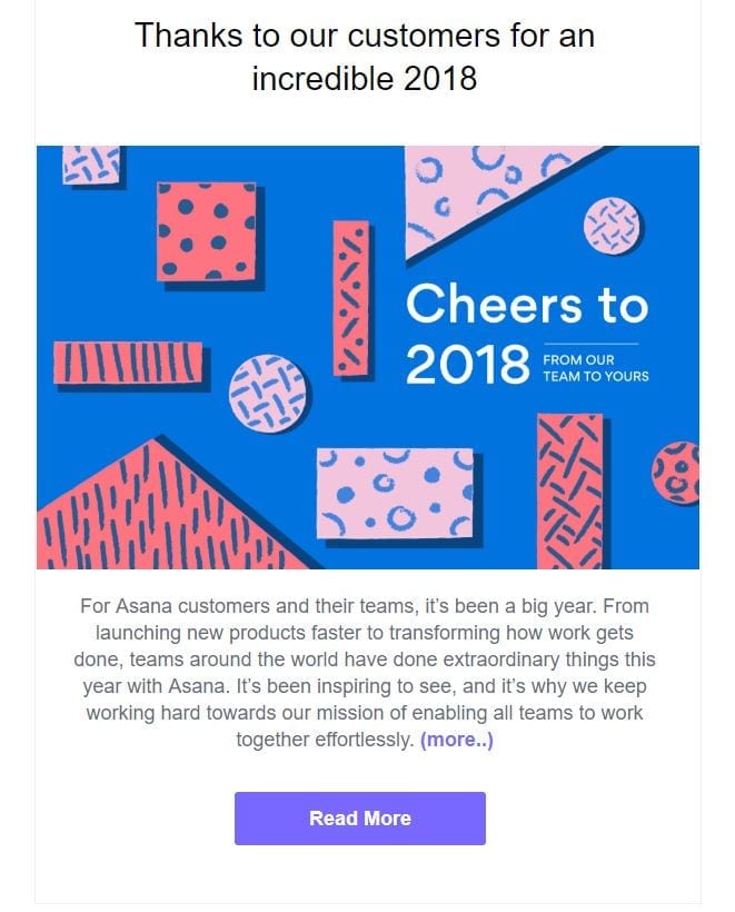 Asana holiday email