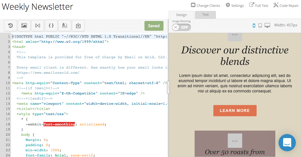 Email Editor tool preview