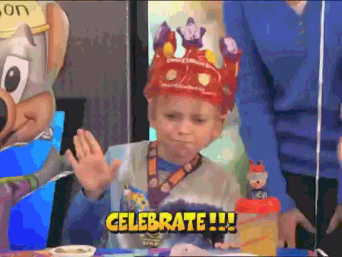 Gif of boy celebrating his birthday