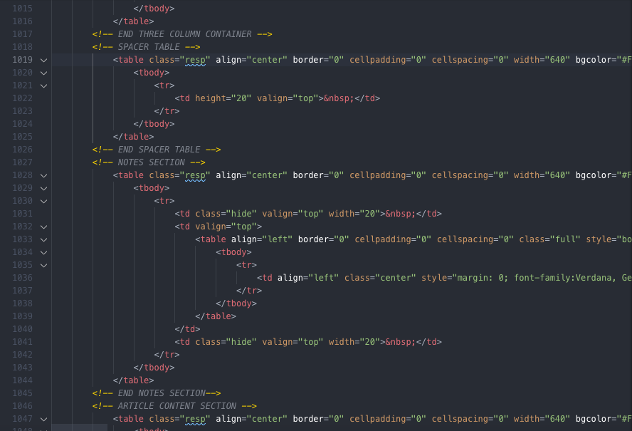 White space and tabbing in email code