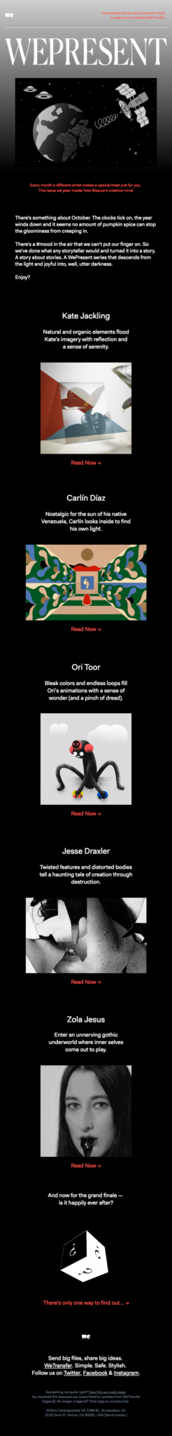 WeTransfer's Halloween email