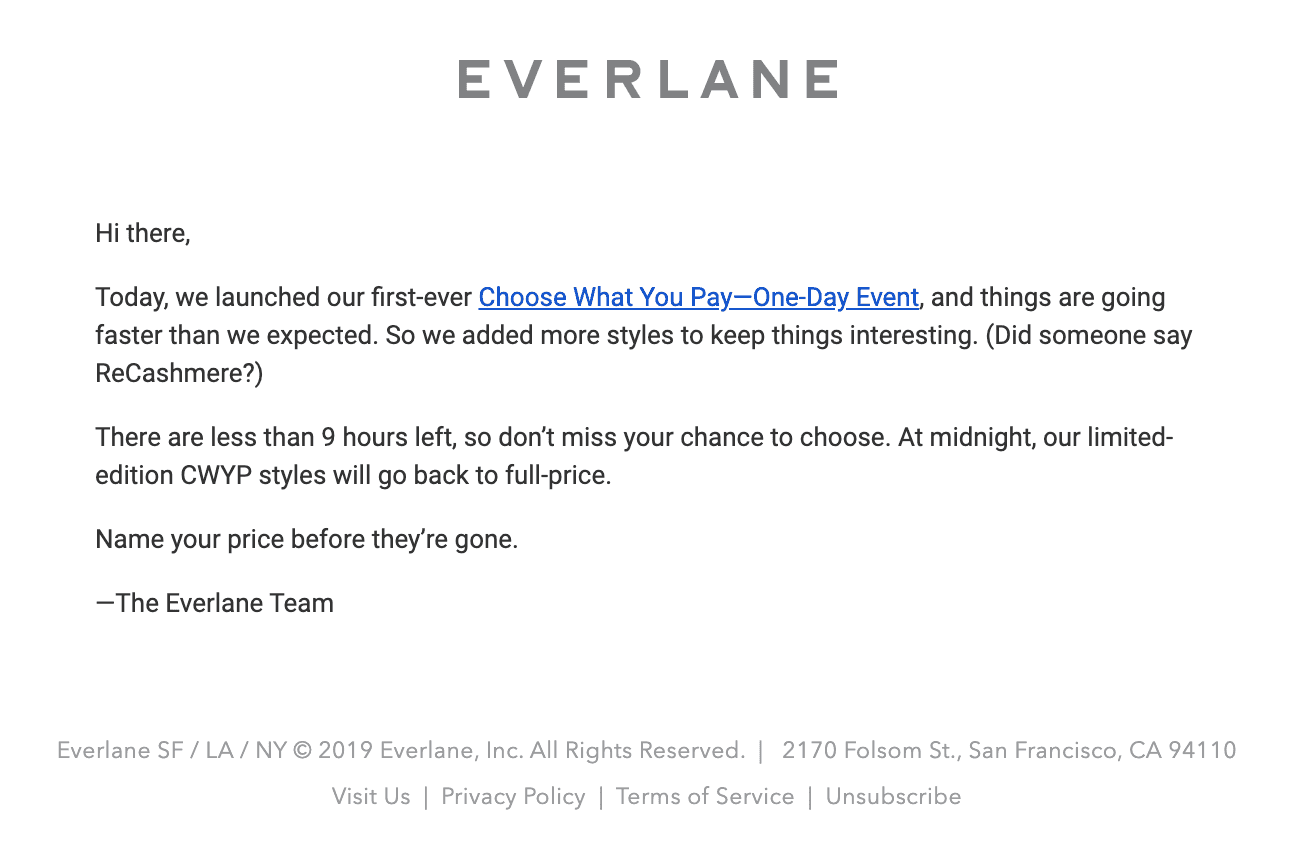 Everlane's Cyber Monday email
