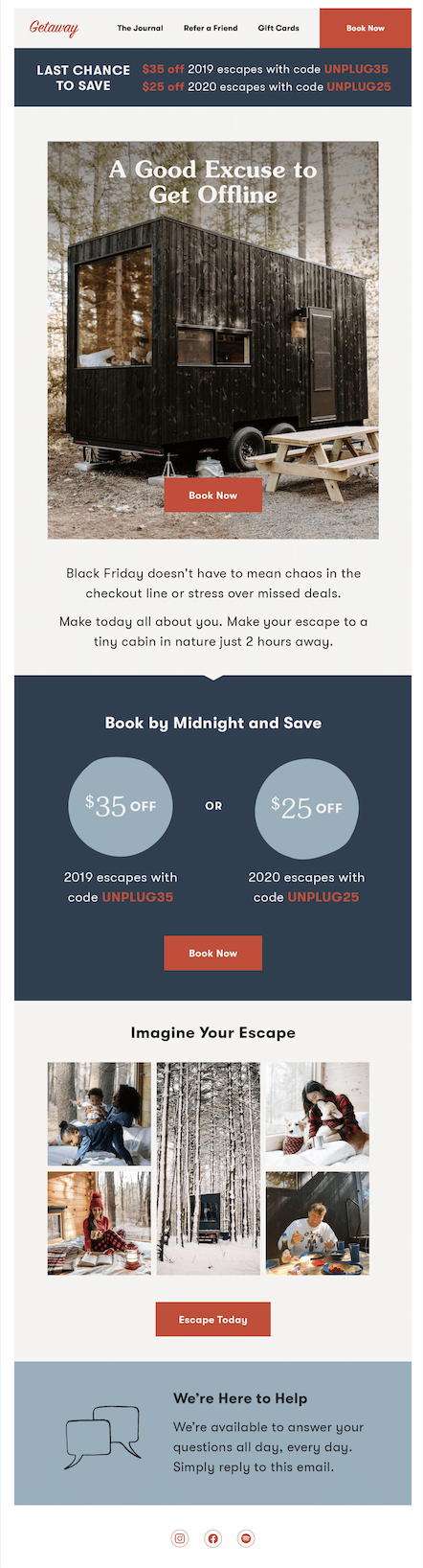 Getaway Black Friday email example
