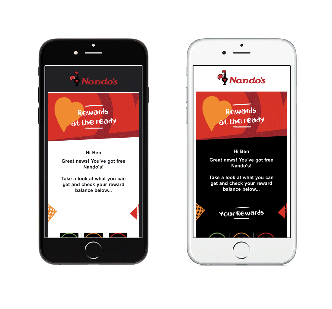 Nandos dark mode email design