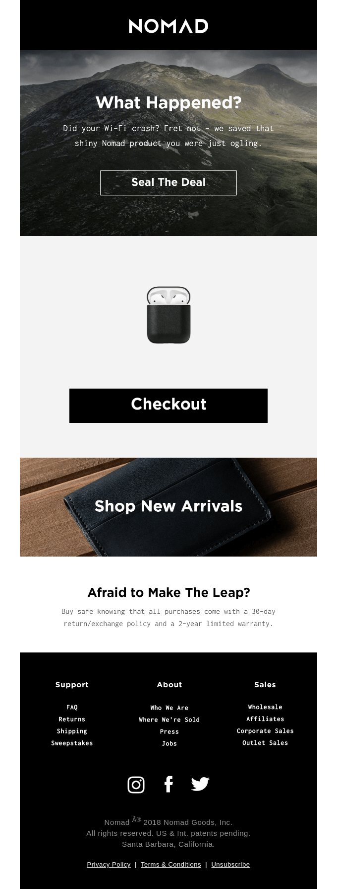 nomad abandoned cart email for B2C email automation