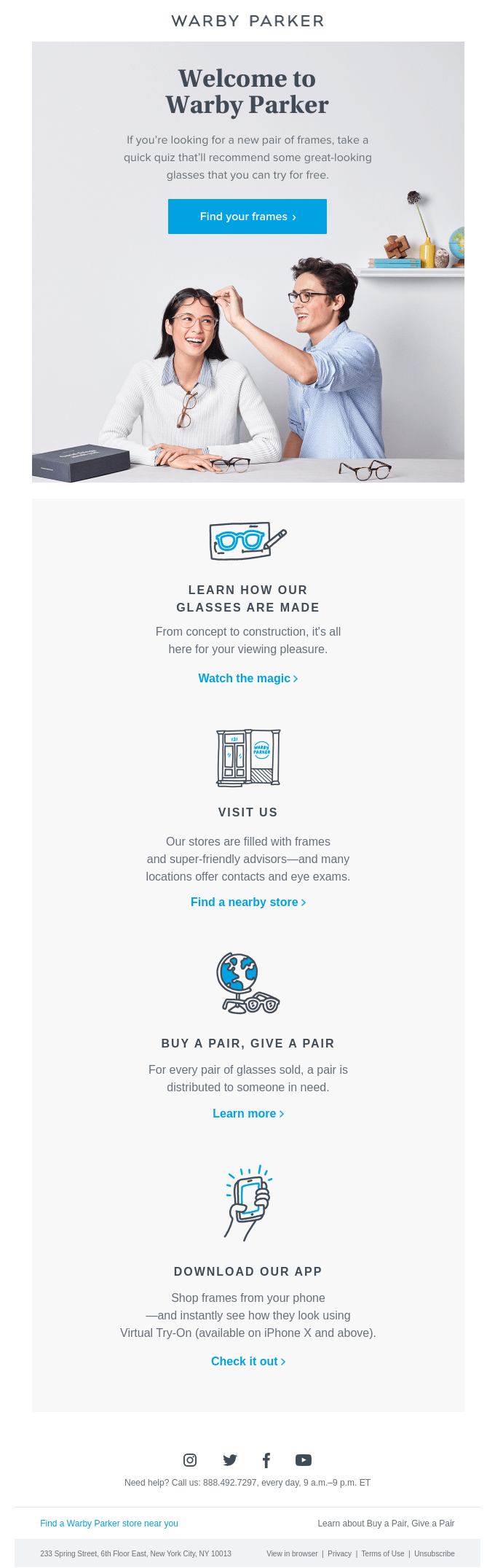 Warby Parker welcome email series