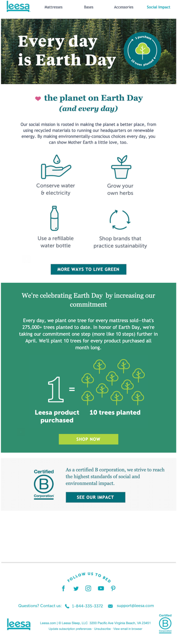 leesa earth day email