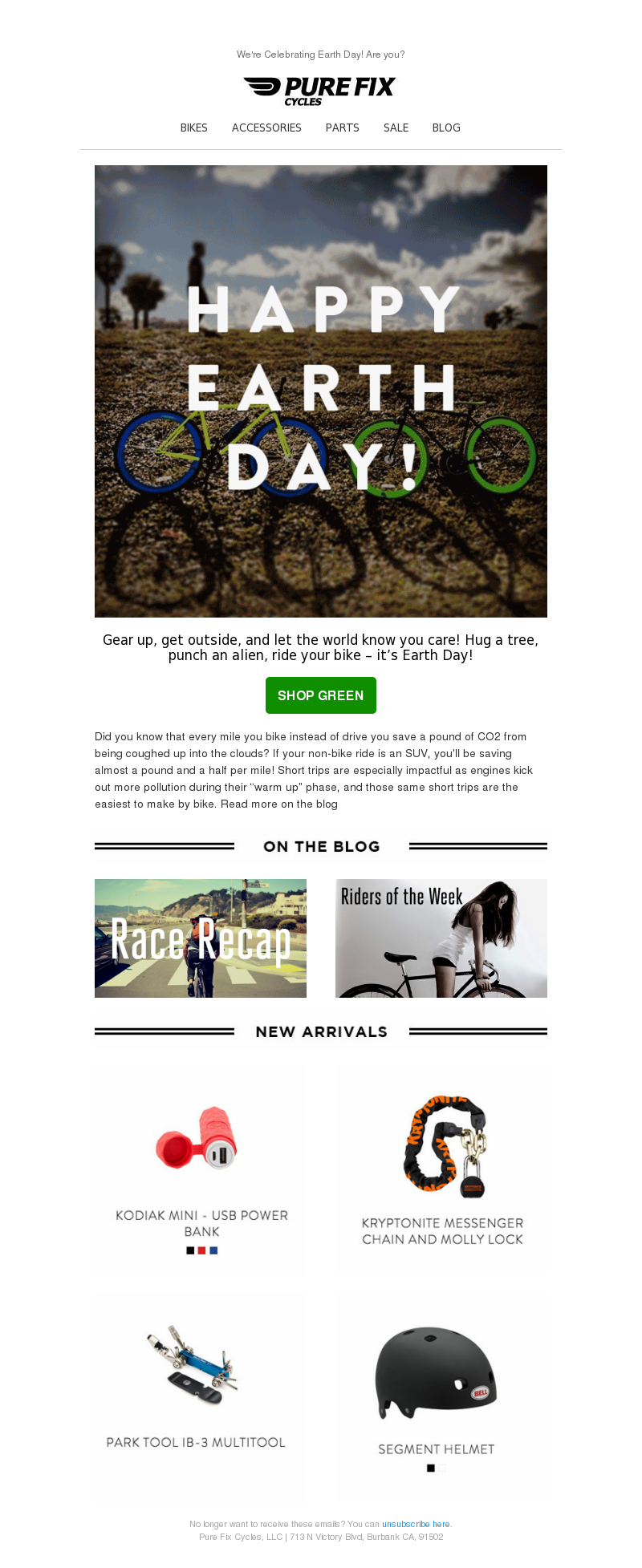 happy earth day email with bikes