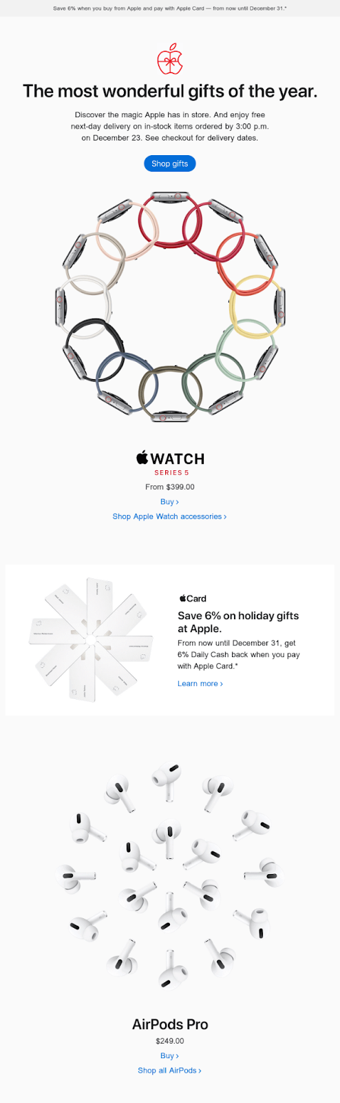 Apple holiday promo email design