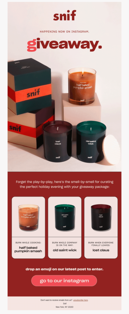 warm color email design example